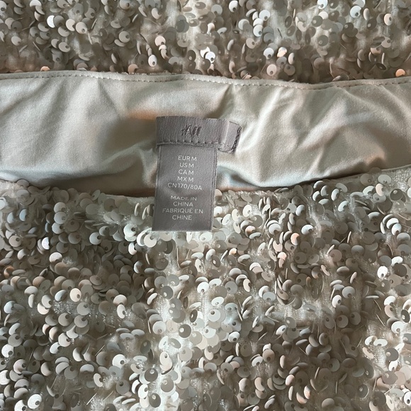 H&M Ivory Matte Sequined Fully Lined Midi Skirt - Picture 4 of 4